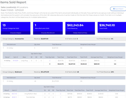 Accounting Report Screenshot