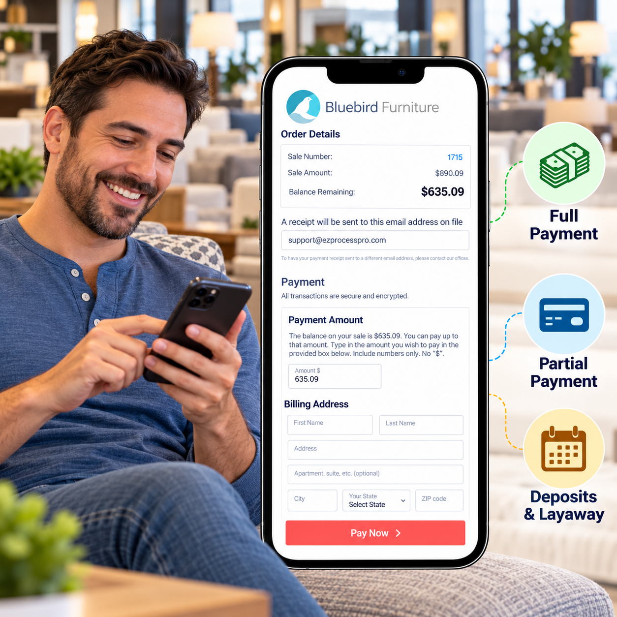 Customer choosing to pay a full or partial balance