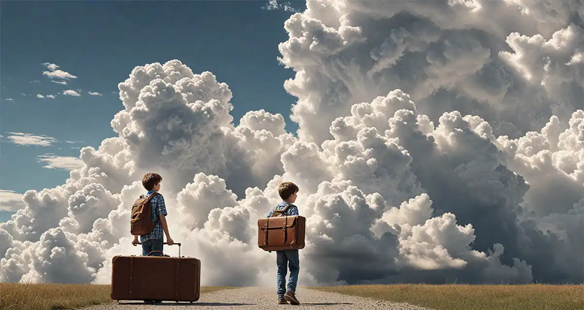 Boy moving to the cloud